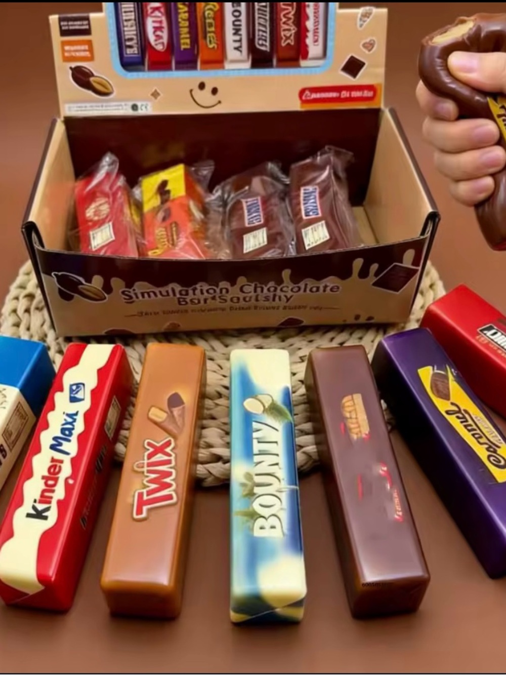 Assorted Chocolate Bar Stress Toys - Brown, Red, Blue, Purple